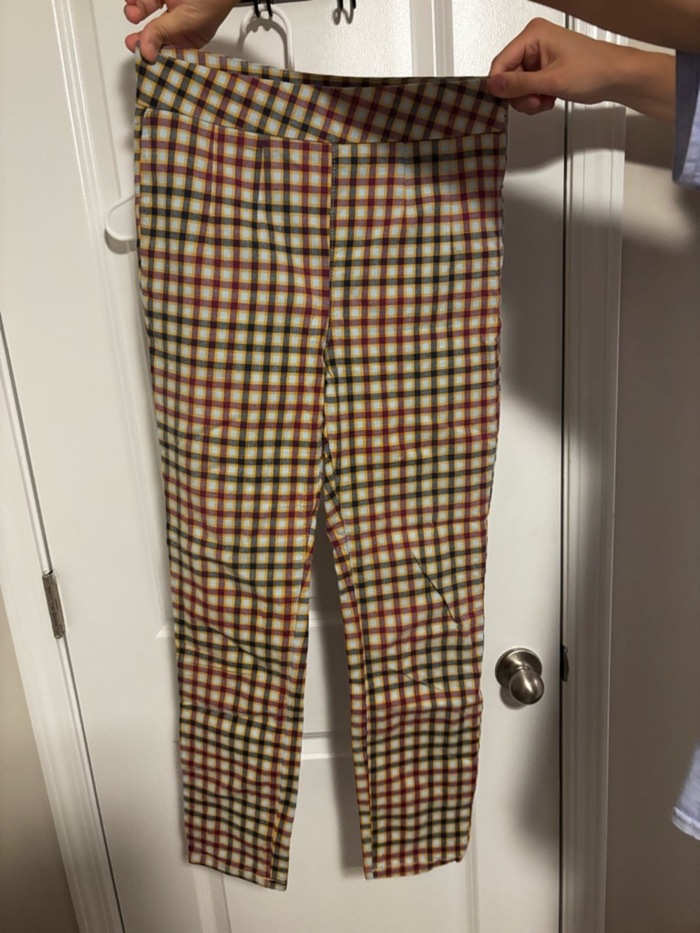 Free People Plaid Pull-On Leggings in Red, Yellow, Green